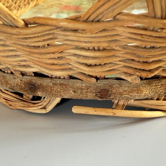 Mexican Tropical Bird Wicker Tray Folk Art Decorative Artisan Hand Painted VTG - Picture 7 of 16